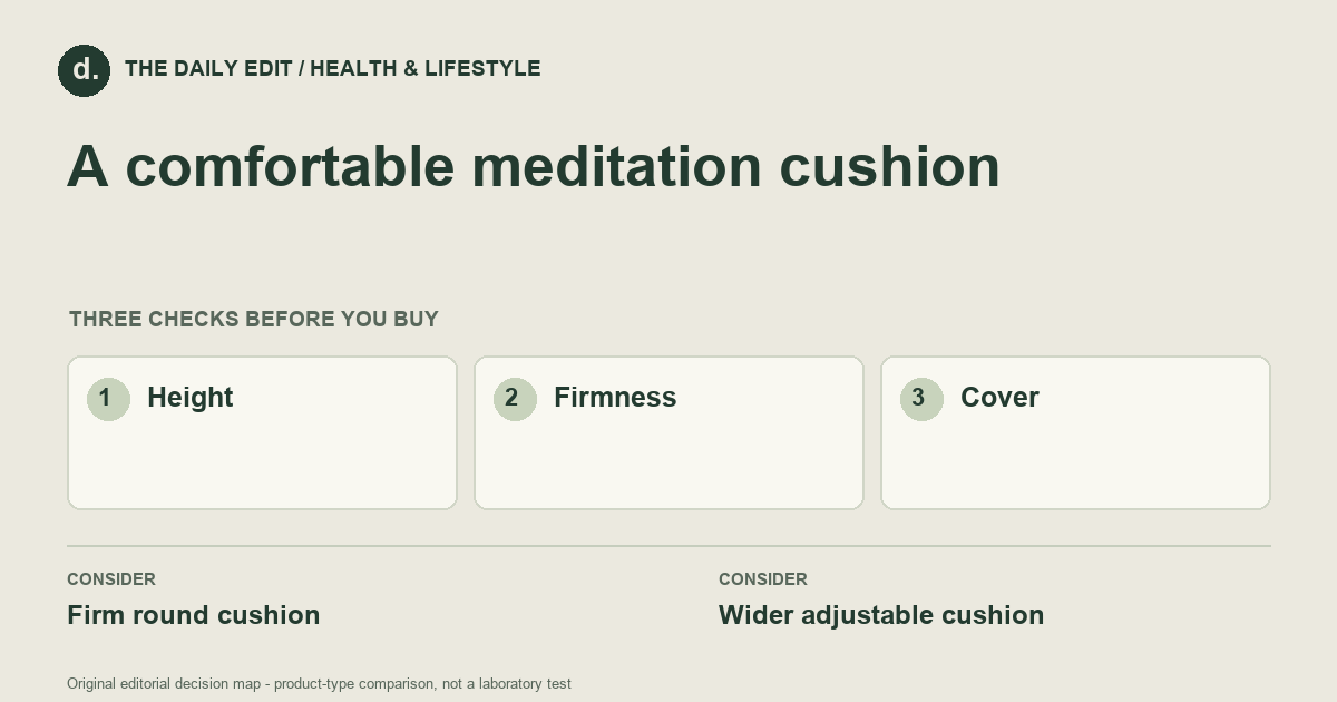 A comfortable meditation cushion: Height, Firmness, Cover