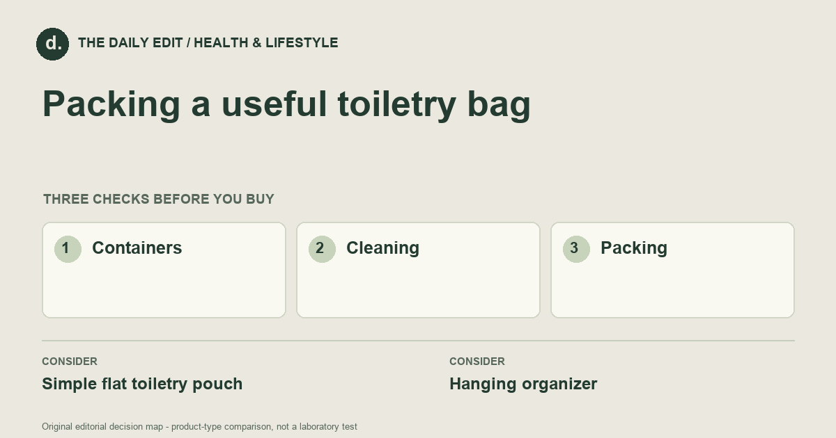 Packing a useful toiletry bag: Containers, Cleaning, Packing